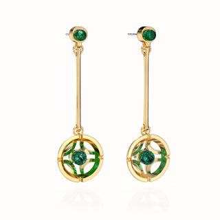 Jalan Besar Drop Earrings - Gold Vermeil - Emerald