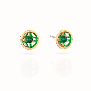 Jalan Besar Small Stud Earrings - Gold Vermeil - Emerald