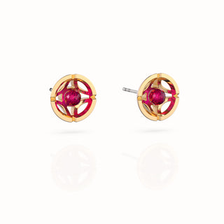 Jalan Besar Small Stud Earrings - Gold Vermeil - Ruby
