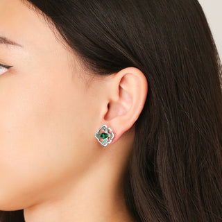Forbidden Spring Large Stud Earrings - Gold Vermeil - Emerald