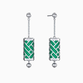 Hue Silk Earrings - Python Green - Sterling Silver