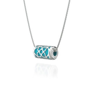 Lotus Love Letter Pendant - Turquoise Blue - Sterling Silver