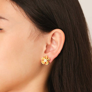 Orchid Garden Large Stud Earrings - Gold Vermeil - Moonstone