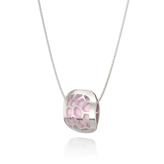 Hexagon Coral Pendant - Frangipani Pink - Sterling Silver