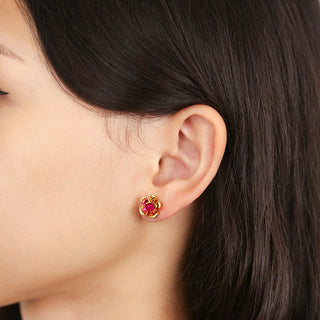 Orchid Garden Small Stud Earrings - Gold Vermeil - Ruby