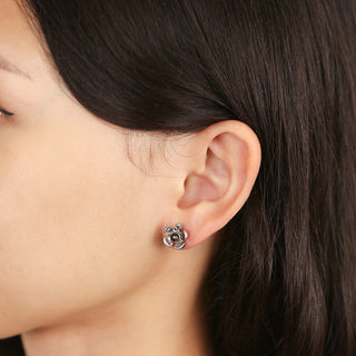 Orchid Garden Small Stud Earrings - Sterling Silver - Smoky Quartz