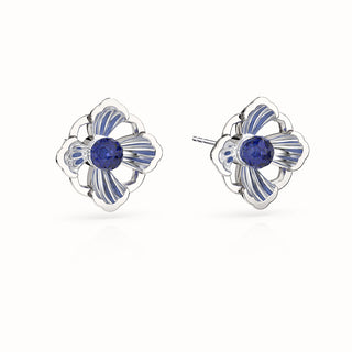 Forbidden Spring Large Stud Earrings - Sterling Silver - Sapphire