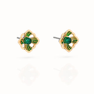 Forbidden Spring Small Stud Earrings - Gold Vermeil - Emerald