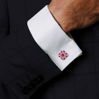 Melaka Cufflinks - Sterling Silver - Jade Red