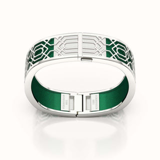 Peranakan Grace Bangle - Emerald Green - Sterling Silver