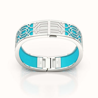 Peranakan Grace Bangle - Turquoise Blue - Sterling Silver