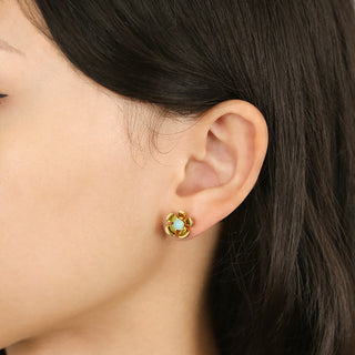 Orchid Garden Small Stud Earrings - Gold Vermeil - Amazonite