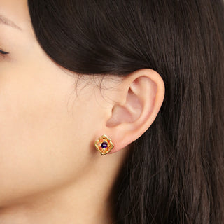 Forbidden Spring Small Stud Earrings - Gold Vermeil - Amethyst