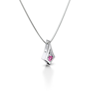 BKK Star Pendant -  Pink Sapphire - Snake Chain - Sterling Silver