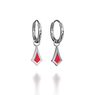 BKK Star Huggies -  Red Resin - Sterling Silver
