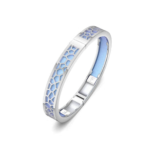 Gazebo Blue Hexagon Coral - Extra Slim Bangle Rhodium