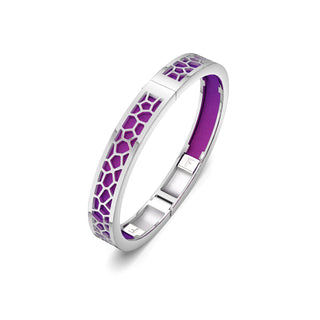 Orchid Purple Hexagon Coral - Extra Slim Bangle Rhodium
