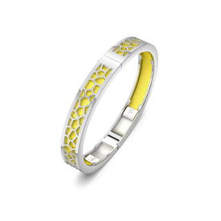 Starfruit Yellow Hexagon Coral - Extra Slim Bangle Rhodium