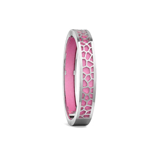 Guava Pink Hexagon Coral - Extra Slim Bangle Rhodium