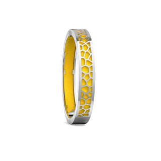Pineapple Yellow Hexagon Coral - Extra Slim Bangle Rhodium