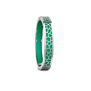 Python Green Hexagon Coral - Extra Slim Bangle Rhodium