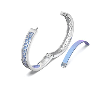 Gazebo Blue Hexagon Coral - Extra Slim Bangle Rhodium