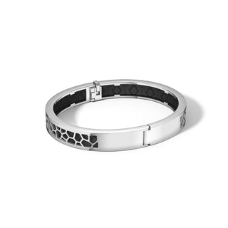 Obsidian Black Hexagon Coral - Extra Slim Bangle Rhodium