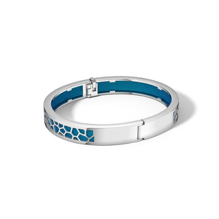 Peacock Green Hexagon Coral - Extra Slim Bangle Rhodium