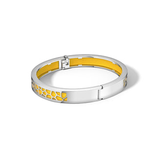 Pineapple Yellow Hexagon Coral - Extra Slim Bangle Rhodium