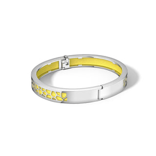 Starfruit Yellow Hexagon Coral - Extra Slim Bangle Rhodium