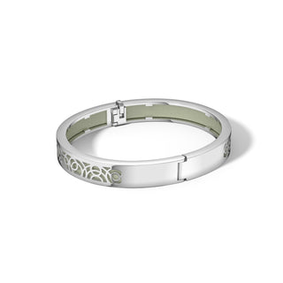 Shophouse Olive Monsoon Ripples - Extra Slim Bangle Rhodium