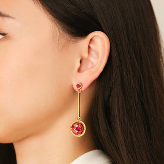 Jalan Besar Drop Earrings - Gold Vermeil - Ruby
