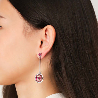 Jalan Besar Drop Earrings - Sterling Silver - Ruby