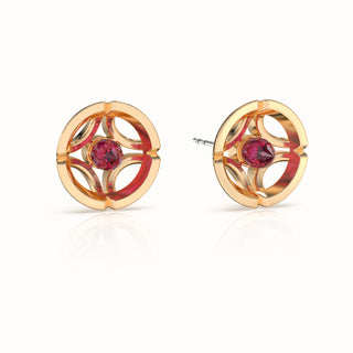 Jalan Besar Large Stud Earrings - Gold Vermeil - Ruby