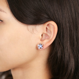 Orchid Garden Small Stud Earrings - Sterling Silver - Blue Agate
