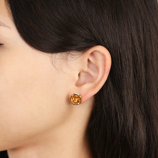 Jalan Besar Small Stud Earrings - Gold Vermeil - Citrine