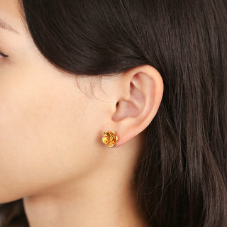 Orchid Garden Small Stud Earrings - Gold Vermeil - Citrine