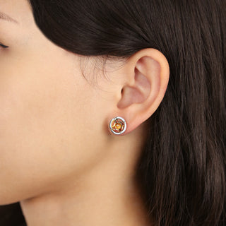 Jalan Besar Small Stud Earrings - Sterling Silver - Citrine