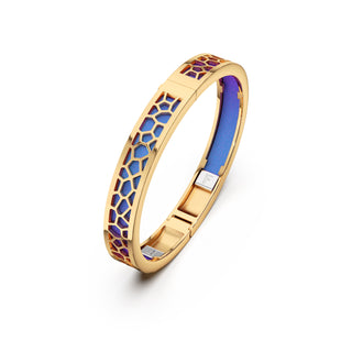 Dawn Mauve Hexagon Coral - Extra Slim Bangle Gold
