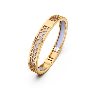 Shophouse Mauve Hexagon Coral - Extra Slim Bangle Gold