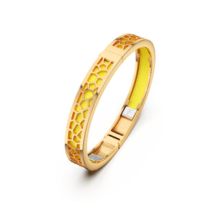 Starfruit Yellow Hexagon Coral - Extra Slim Bangle Gold