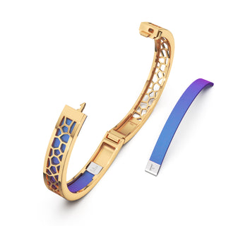 Dawn Mauve Hexagon Coral - Extra Slim Bangle Gold