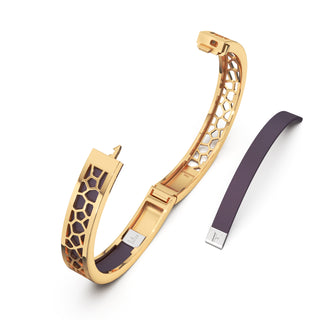 Deep Plum Hexagon Coral - Extra Slim Bangle Gold