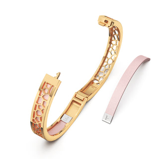 Shophouse Pink Hexagon Coral - Extra Slim Bangle Gold