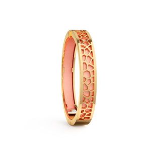 Crossandra Orange Hexagon Coral - Extra Slim Bangle Gold