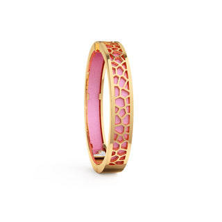 Guava Pink Hexagon Coral - Extra Slim Bangle Gold