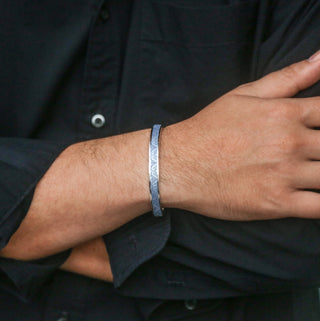 Edge Bangle - Pewter Grey - Sterling Silver