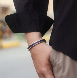 Edge Bangle - Deep Plum - Sterling Silver
