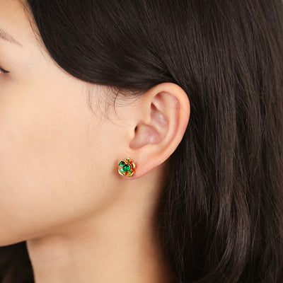 Orchid Garden Small Stud Earrings - Gold Vermeil - Emerald