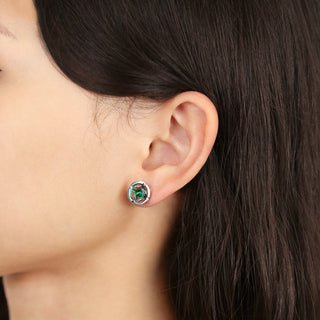 Jalan Besar Small Stud Earrings - Sterling Silver - Emerald